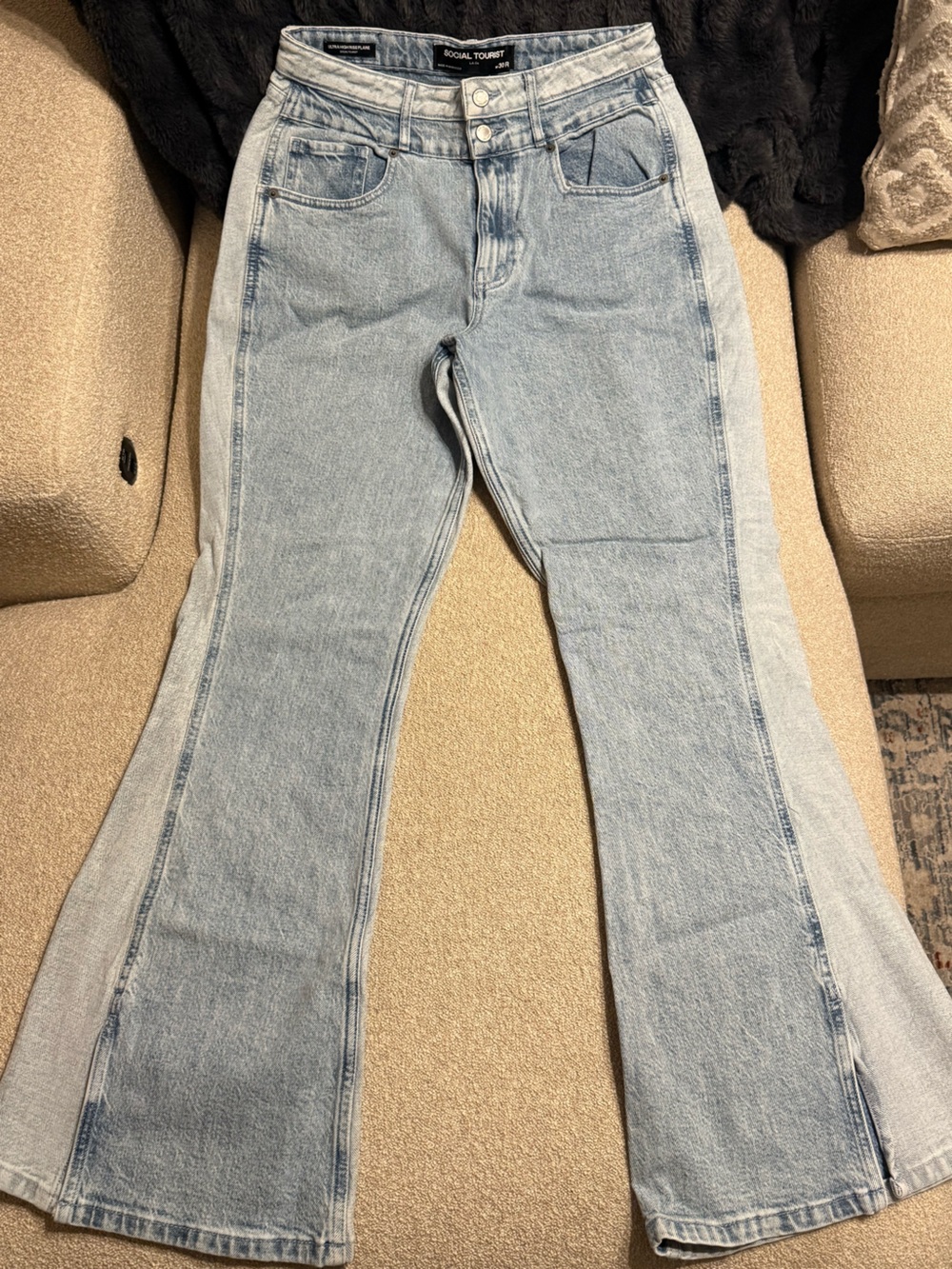 Hollister Two-Tone Light Blue Flare Jeans